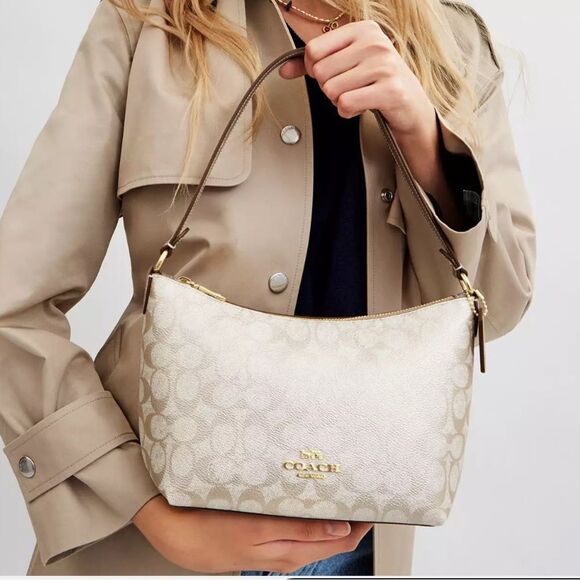 NWT Coach Zip Top Shoulder Bag‎ In Signature Canvas - Picture 7 of 7